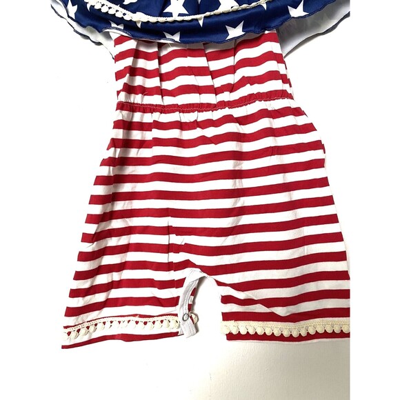 UNIQUEONE Girls Romper 4th Of July Flag Blue Stars Strips Size 18-24 Months - Picture 9 of 10
